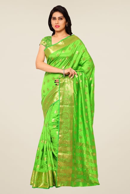 Triveni Green Paisley Print Art Silk Jacquard Saree Triveni Green Paisley Print Art Silk Jacquard Saree