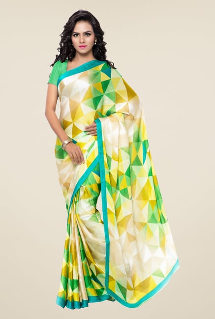Triveni Multicolor Printed Chiffon Satin Saree Triveni Multicolor Printed Chiffon Satin Saree
