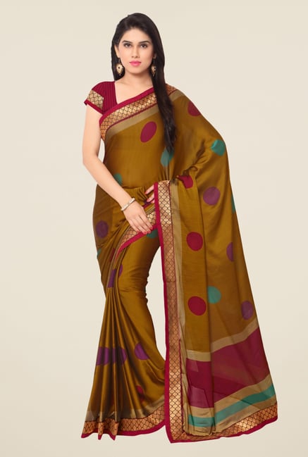 Triveni Olive Printed Faux Georgette Saree Triveni Olive Printed Faux Georgette Saree