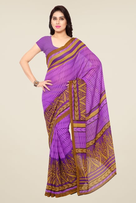 Triveni Purple Printed Faux Georgette Saree Triveni Purple Printed Faux Georgette Saree