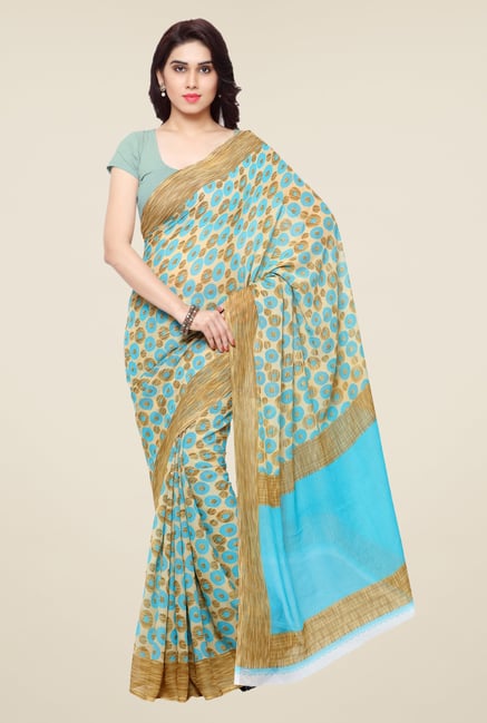 Triveni Sky Blue Printed Art Silk Saree Triveni Sky Blue Printed Art Silk Saree