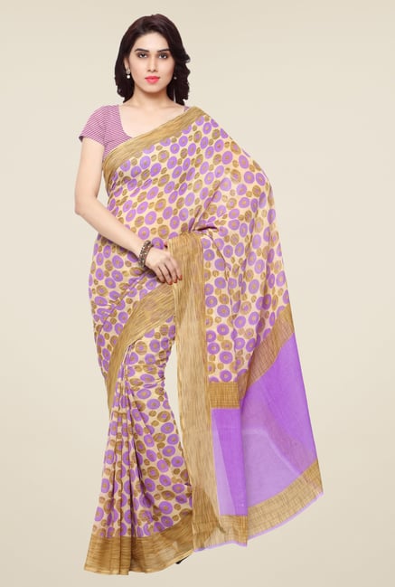 Triveni Purple Printed Art Silk Saree Triveni Purple Printed Art Silk Saree