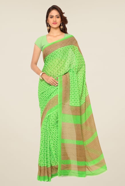 Triveni Green Printed Faux Georgette Saree Triveni Green Printed Faux Georgette Saree