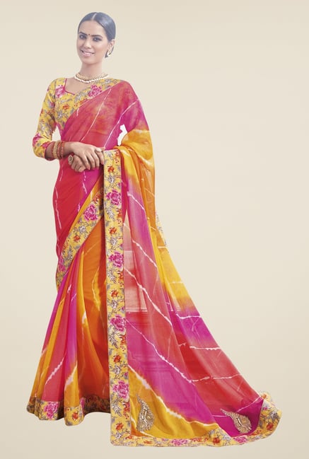 Triveni Multicolor Printed Chiffon Saree Triveni Multicolor Printed Chiffon Saree