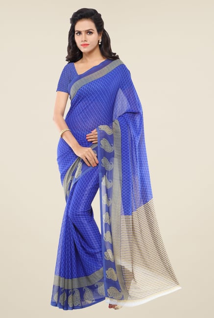 Triveni Blue Printed Faux Georgette Saree Triveni Blue Printed Faux Georgette Saree