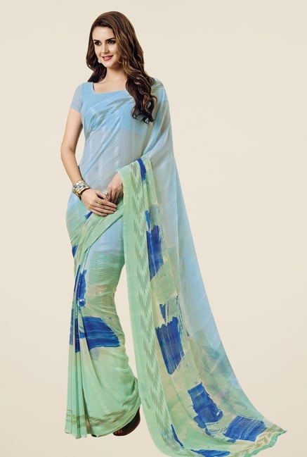 Triveni Blue Printed Faux Georgette Saree Triveni Blue Printed Faux Georgette Saree