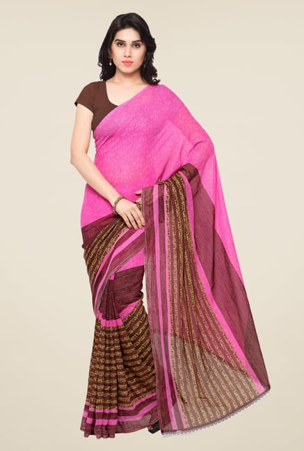 Triveni Pink Printed Faux Georgette Saree Triveni Pink Printed Faux Georgette Saree
