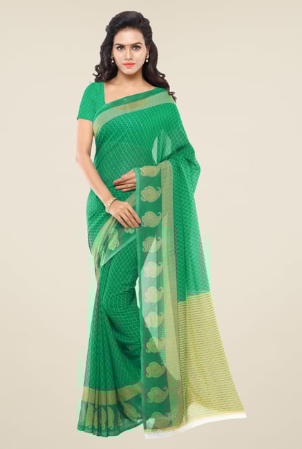 Triveni Green Printed Faux Georgette Saree Triveni Green Printed Faux Georgette Saree