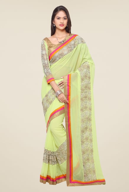Triveni Yellow Embroidered Faux Georgette Saree Triveni Yellow Embroidered Faux Georgette Saree