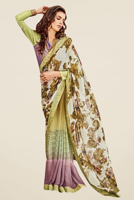 Triveni Multicolor Printed Faux Georgette Saree Triveni Multicolor Printed Faux Georgette Saree