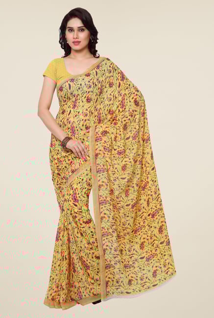 Triveni Yellow Printed Faux Georgette Saree Triveni Yellow Printed Faux Georgette Saree