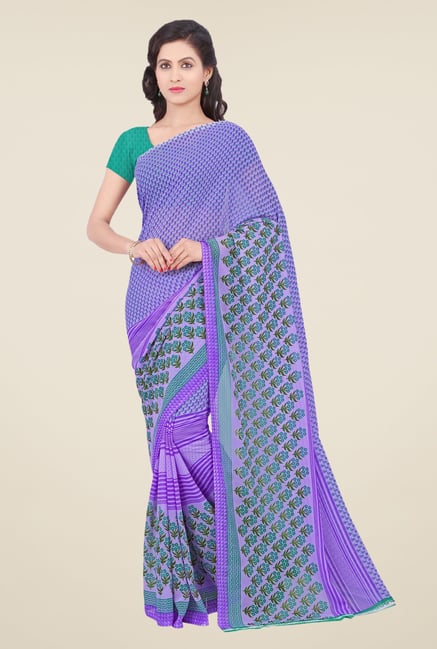 Triveni Purple Printed Faux Georgette Saree Triveni Purple Printed Faux Georgette Saree