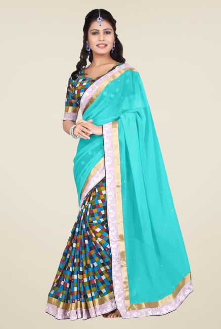 Triveni Multicolor Checks Faux Georgette Saree Triveni Multicolor Checks Faux Georgette Saree