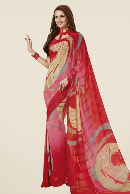 Triveni Multicolor Printed Faux Georgette Saree Triveni Multicolor Printed Faux Georgette Saree