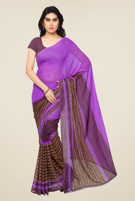 Triveni Purple Printed Faux Georgette Saree Triveni Purple Printed Faux Georgette Saree