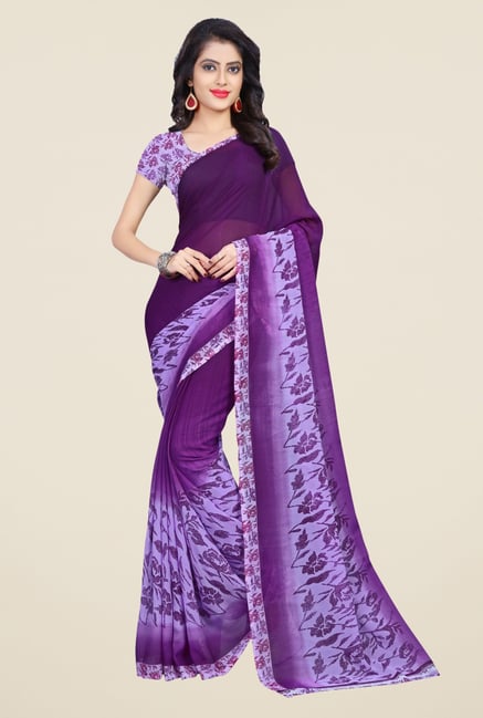 Triveni Purple Printed Faux Georgette Saree Triveni Purple Printed Faux Georgette Saree