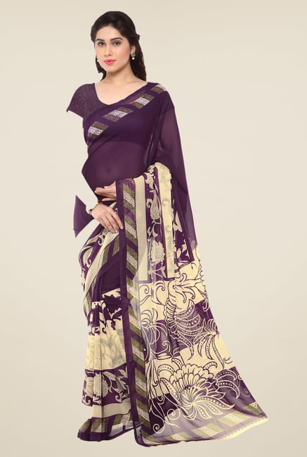 Triveni Purple Printed Faux Georgette Saree Triveni Purple Printed Faux Georgette Saree