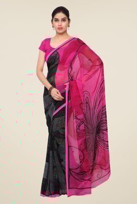 Triveni Black Printed Faux Georgette Saree Triveni Black Printed Faux Georgette Saree