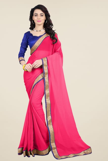 Triveni Pink Faux Georgette Saree Triveni Pink Faux Georgette Saree