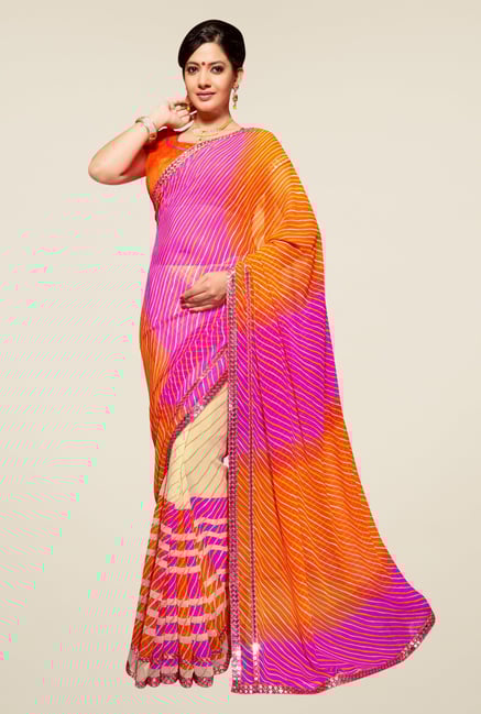 Triveni Multicolor Striped Faux Georgette Saree Triveni Multicolor Striped Faux Georgette Saree