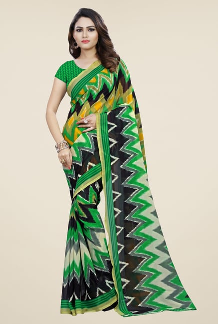 Triveni Green Printed Faux Georgette Saree Triveni Green Printed Faux Georgette Saree