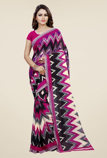Triveni Magenta Printed Faux Georgette Saree Triveni Magenta Printed Faux Georgette Saree