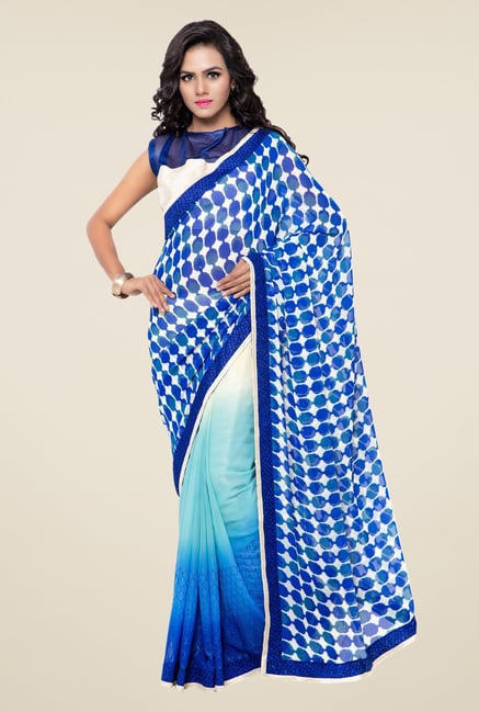 Triveni Blue Printed Faux Georgette Saree Triveni Blue Printed Faux Georgette Saree
