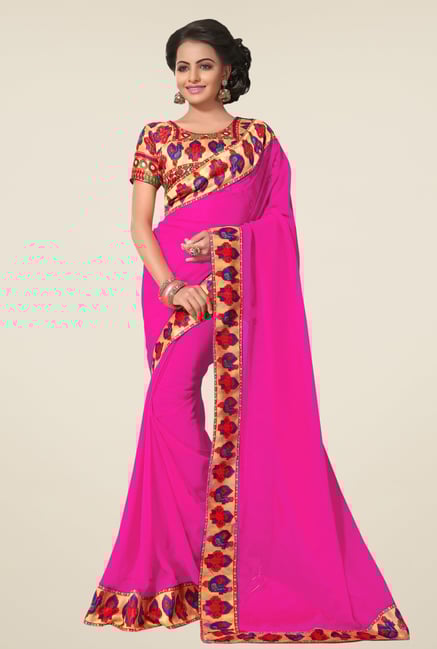 Triveni Pink Faux Georgette Saree Triveni Pink Faux Georgette Saree