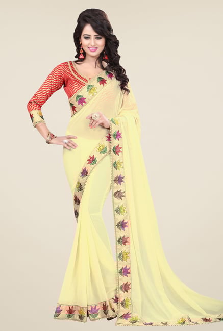 Triveni Yellow Faux Georgette Saree Triveni Yellow Faux Georgette Saree