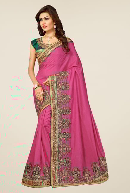 Triveni Pink Embroidered Manipuri Silk Saree Triveni Pink Embroidered Manipuri Silk Saree