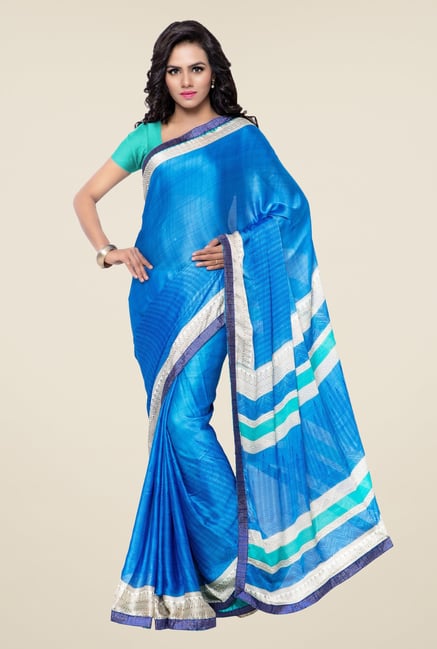 Triveni Blue Printed Faux Georgette Silk Saree Triveni Blue Printed Faux Georgette Silk Saree
