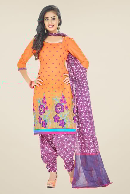 Salwar Studio Orange & Pink Embroidered Unstitched Patiala Suit Salwar Studio Orange & Pink Embroidered Unstitched Patiala Suit