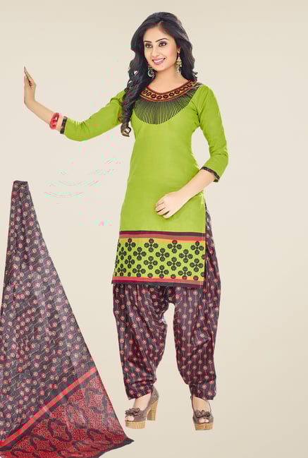 Salwar Studio Green & Black Embroidered Unstitched Patiala Suit Salwar Studio Green & Black Embroidered Unstitched Patiala Suit