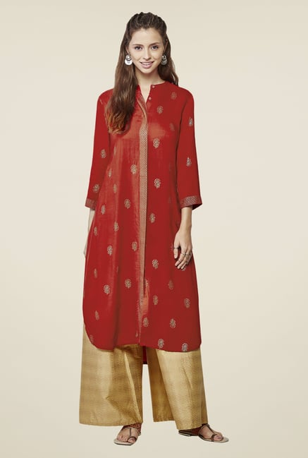 Global Desi Rust Printed Kurta Global Desi Rust Printed Kurta