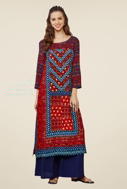 Global Desi Multicolor Printed Kurta Global Desi Multicolor Printed Kurta