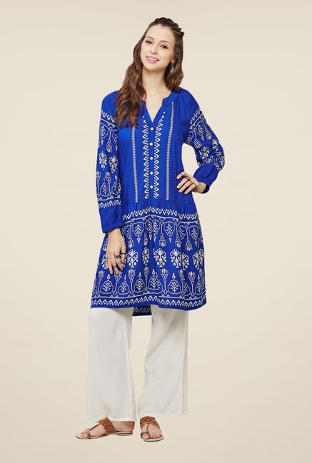 Global Desi Blue Printed Kurti Global Desi Blue Printed Kurti