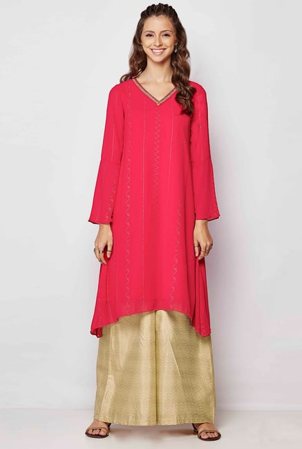 Global Desi Pink Embellished Kurta Global Desi Pink Embellished Kurta