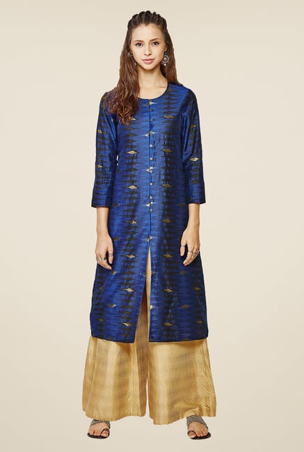Global Desi Navy Printed Kurta Global Desi Navy Printed Kurta