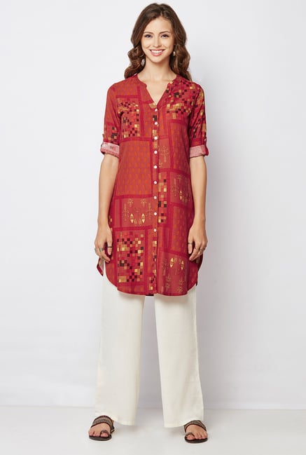 Global Desi Rust Printed Kurti Global Desi Rust Printed Kurti