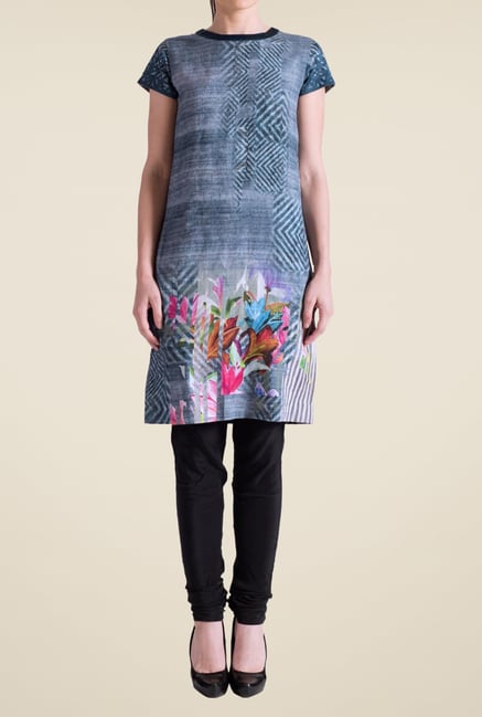 Satya Paul Blue Printed Kurti Satya Paul Blue Printed Kurti