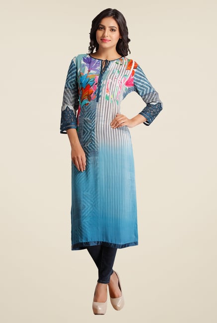 Satya Paul Blue Printed Kurta Satya Paul Blue Printed Kurta