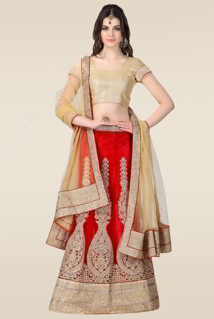 Janasya Red Embroidered Lehenga Janasya Red Embroidered Lehenga