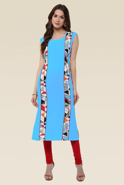 Janasya Sky Blue Cap Sleeves Kurti Janasya Sky Blue Cap Sleeves Kurti