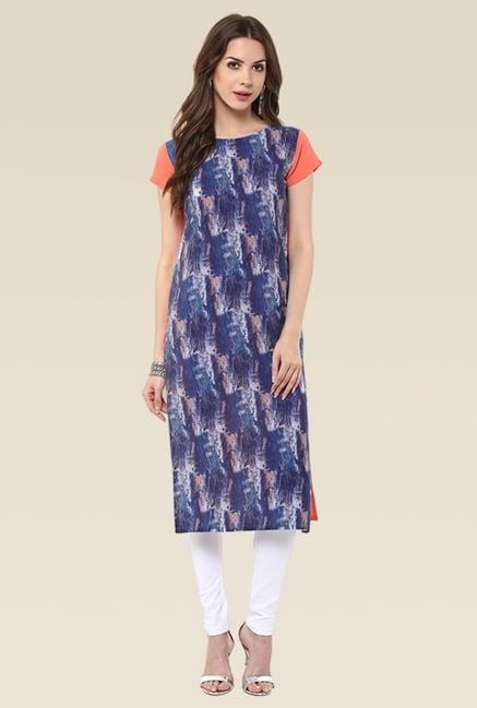 Janasya Multicolor Cap Sleeves Kurti Janasya Multicolor Cap Sleeves Kurti