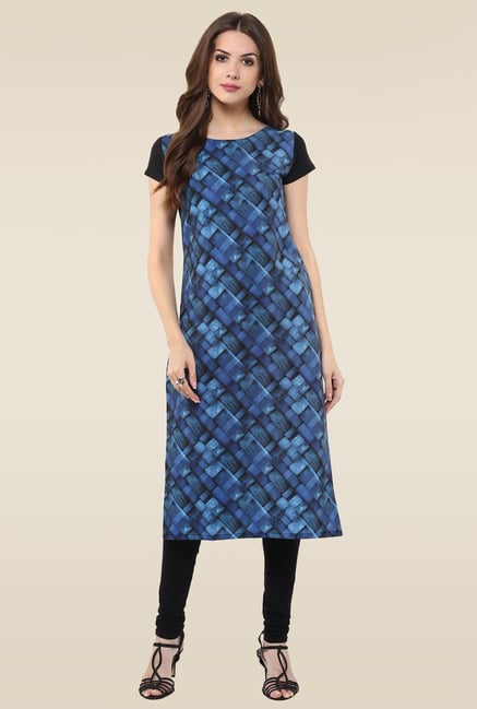 Janasya Blue Cap Sleeves Kurti Janasya Blue Cap Sleeves Kurti