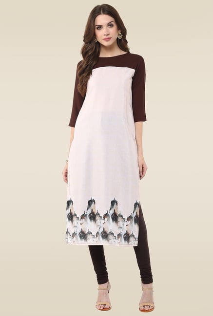 Janasya Cream & Brown Kurti Janasya Cream & Brown Kurti