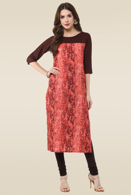 Janasya Red & Brown Kurti Janasya Red & Brown Kurti