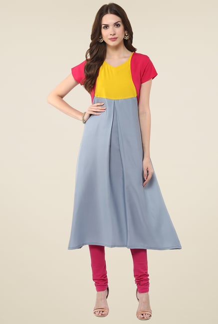 Janasya Grey Cap Sleeves Kurti Janasya Grey Cap Sleeves Kurti