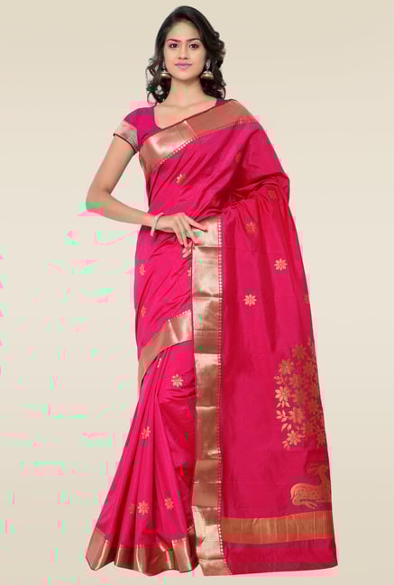 Janasya Pink Kanchipuram Art Silk Saree Janasya Pink Kanchipuram Art Silk Saree