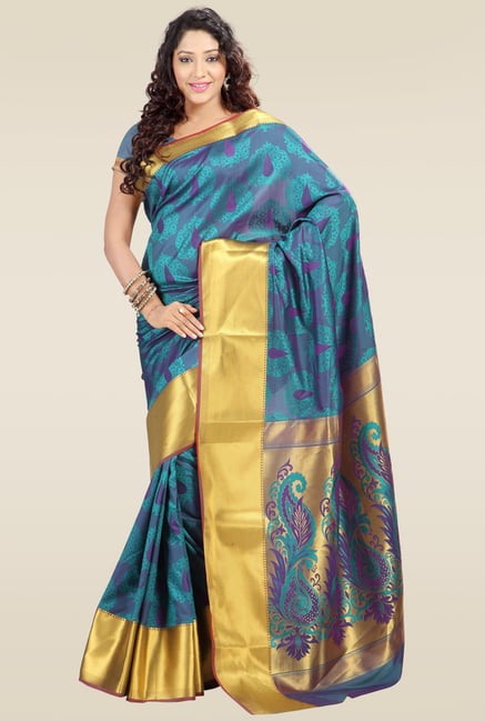 Janasya Sea Blue Kanjivaram Saree Janasya Sea Blue Kanjivaram Saree